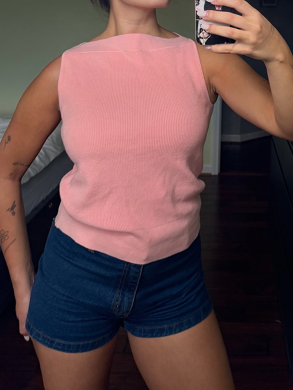 Banana Republic Pink Ribbed Boatneck Knit Tank